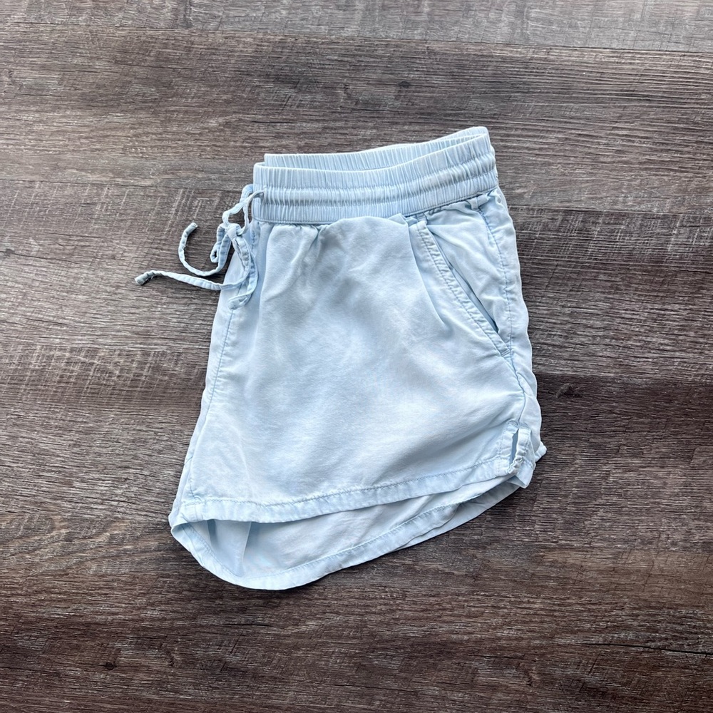 Aerie Linen Shorts, Light Blue, Drawstring, Woman’s Small